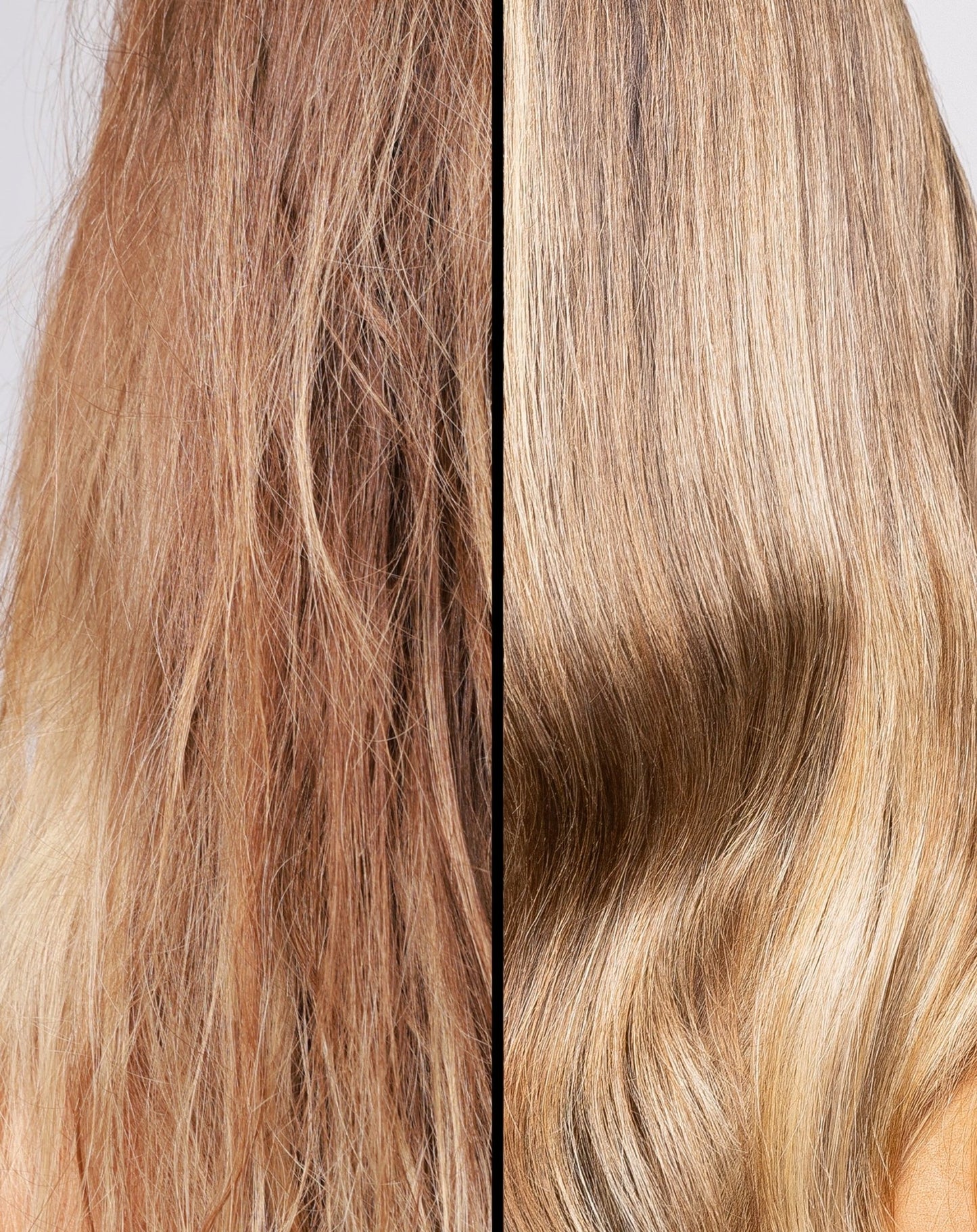 Före och efter användning av Kolai Hair & Repair Deep Conditioner Laila Bagge Beauty
